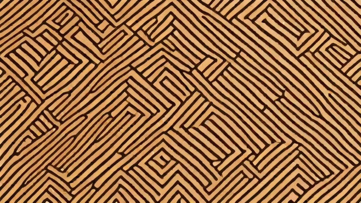 Dark, uneven pattern on a wide, flat tapa leaf