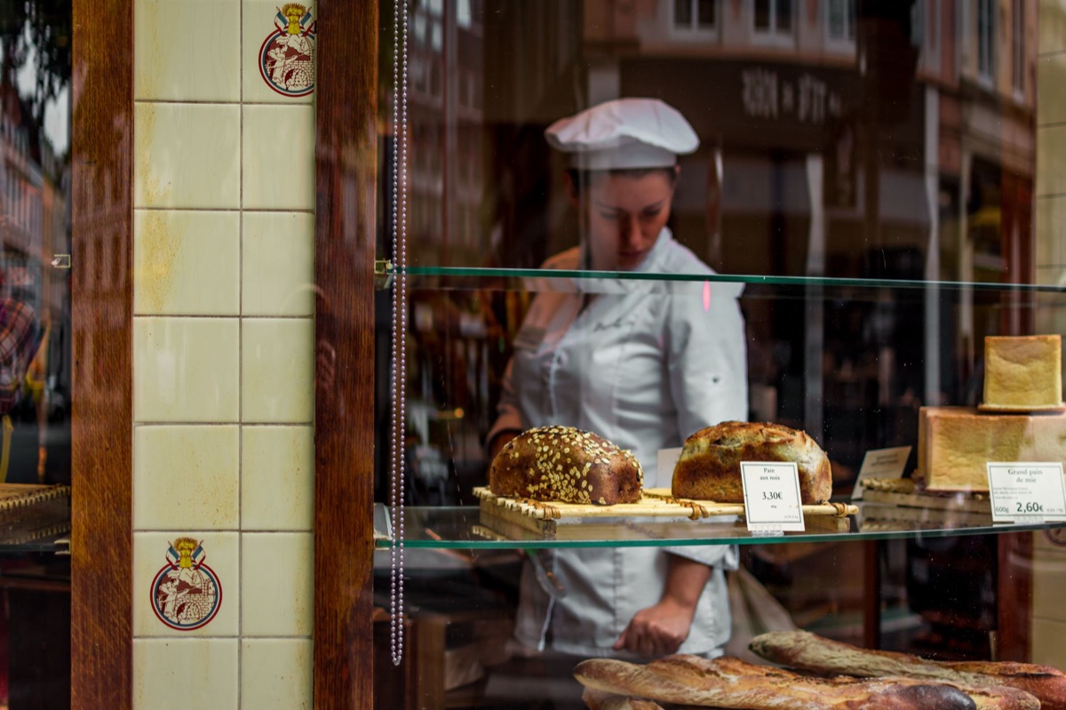 parisian bakery window display