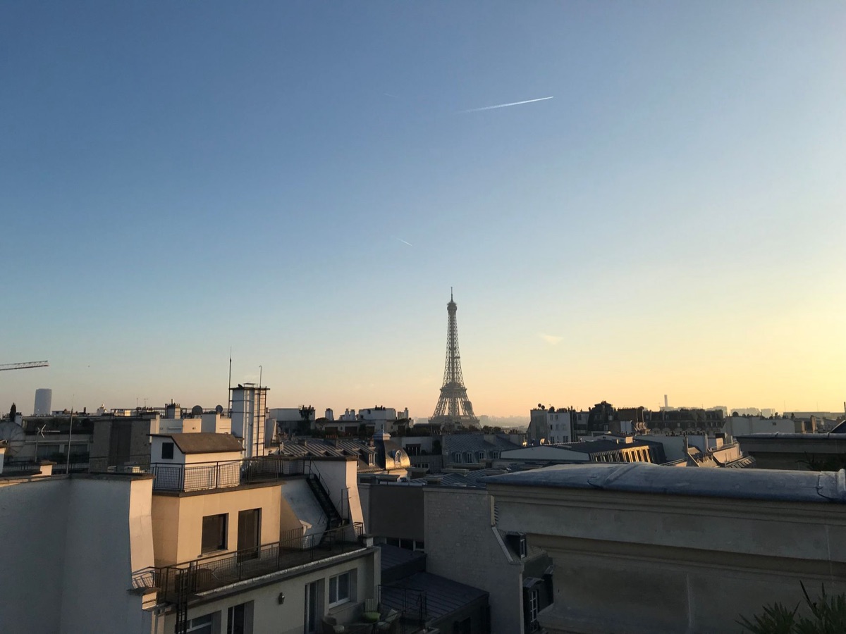 Paris apartment with Eiffel Tower background