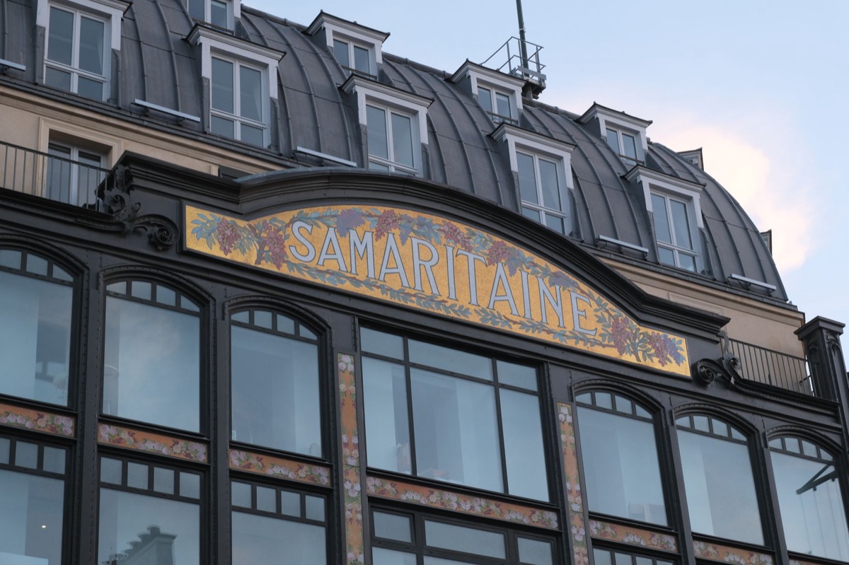 paris department store with tax refund sign