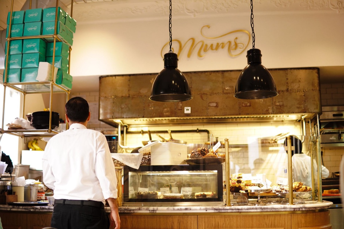 Bakery counter with croissants in Paris