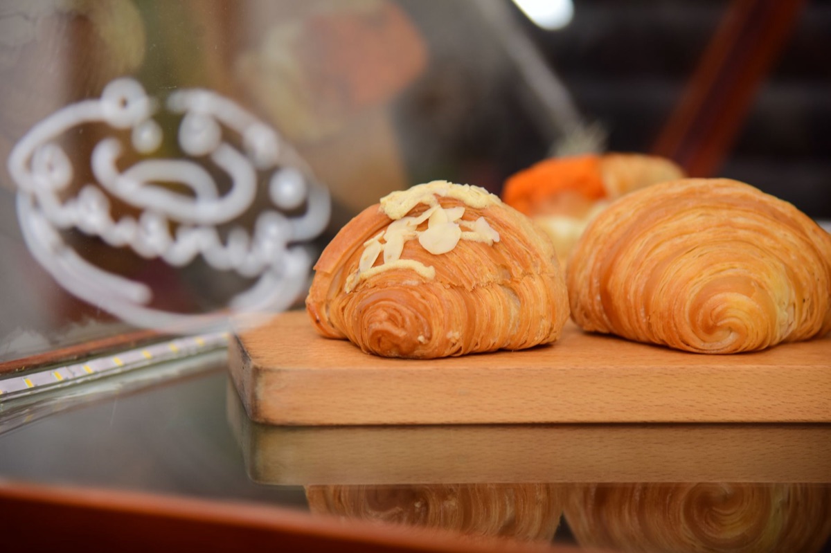 Croissant in bakery window